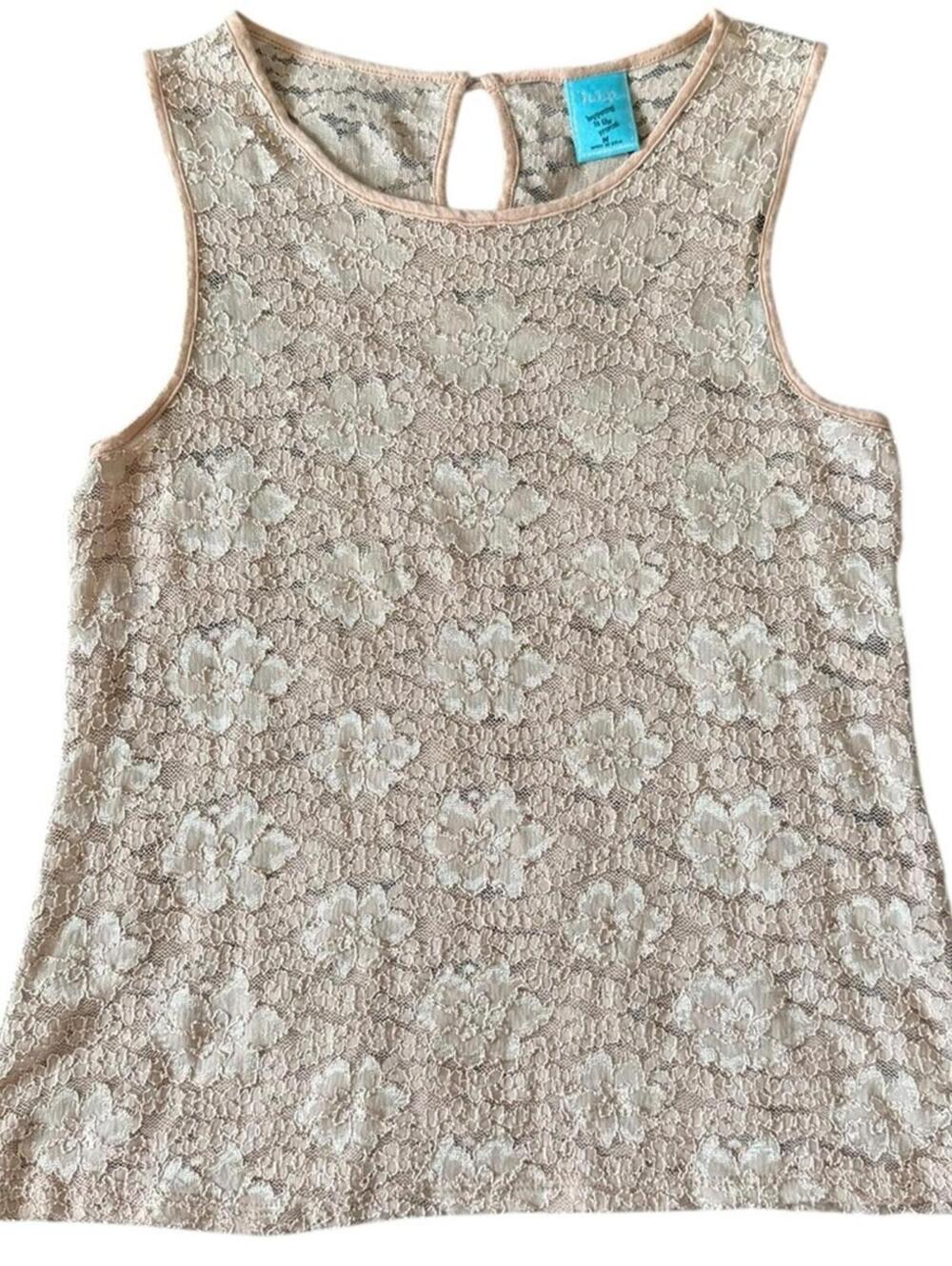 h.i.p. Cream Lace Sleeveless Blouse Medium